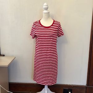 Old Navy red white striped short sleeve dress Size S NWT